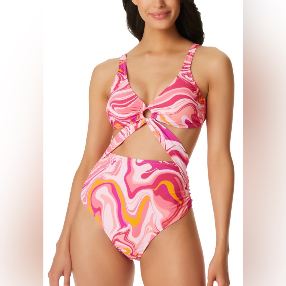 Jessica Simpson Pink and Orange Swirl One Piece